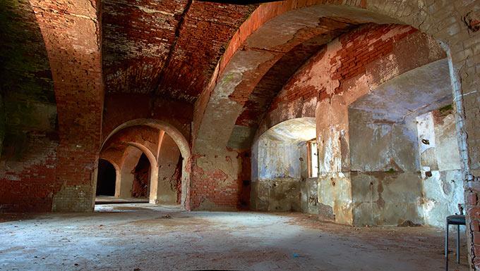 Gun casemates of second tier of the fort