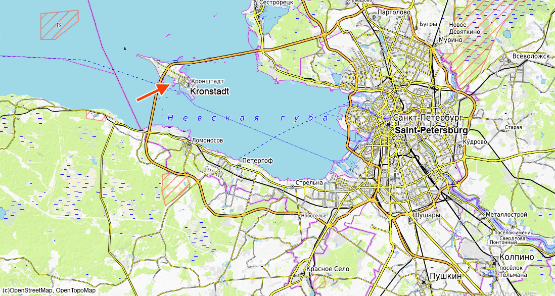 Map St.Petersburg - Kronstadt