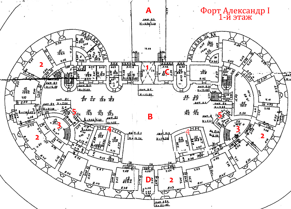План 1 этажа форта Александр I
