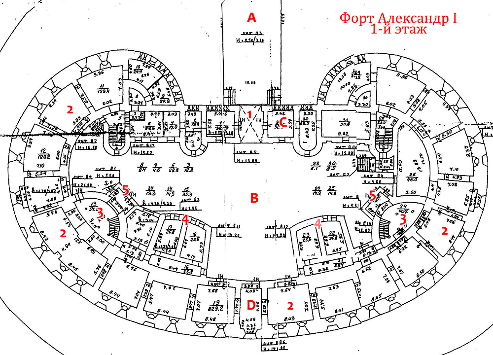 Lay-out of 1 floor Fort Alexander I