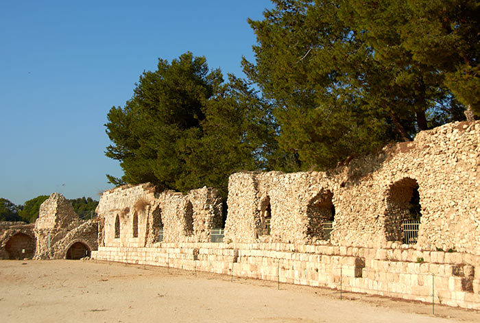 Fortress courtyard and eastern wall - Antipatris