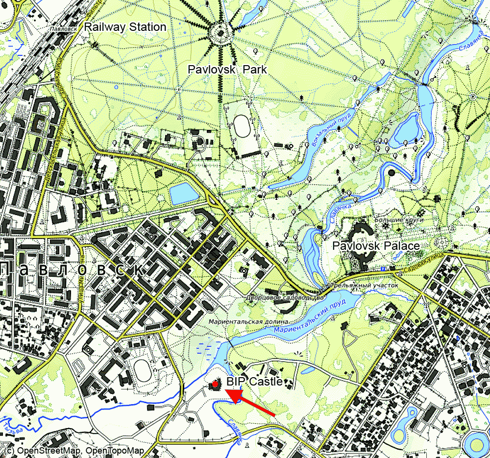 Map of the neighbourhood of Pavlovsk and Bip castle