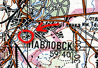 Detail map of Pavlovsk vicinities