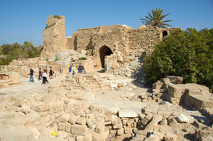 Eastern gate with a tower - a view from inside the fortress - Caesarea