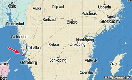Карта Южной Швеции