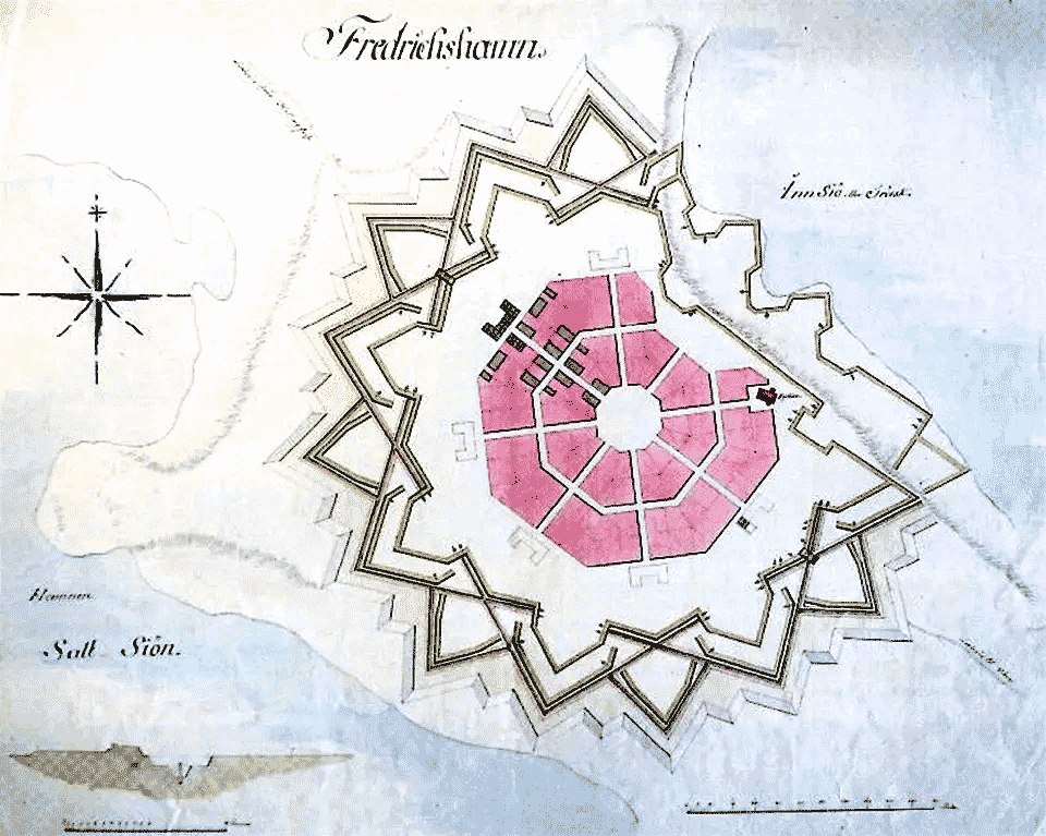 Lay-out of the fortress of Hamina - Friedrichshamn in the 18th century