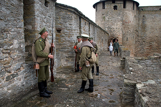 Combat move of the wall of the Ivangorod fortress