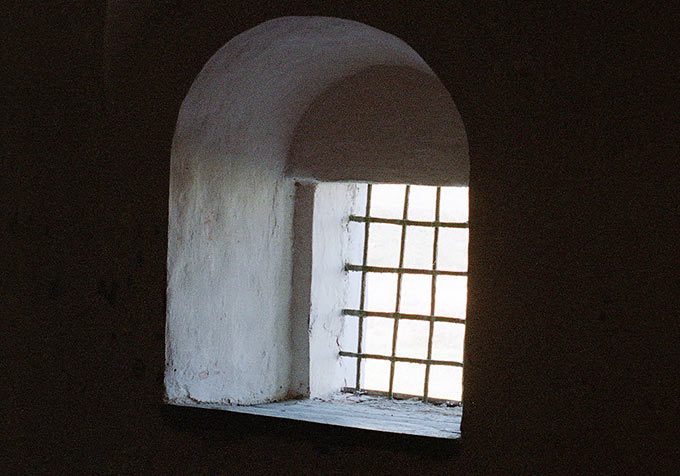 Window of Nikolsky Cathedral in Izborsk