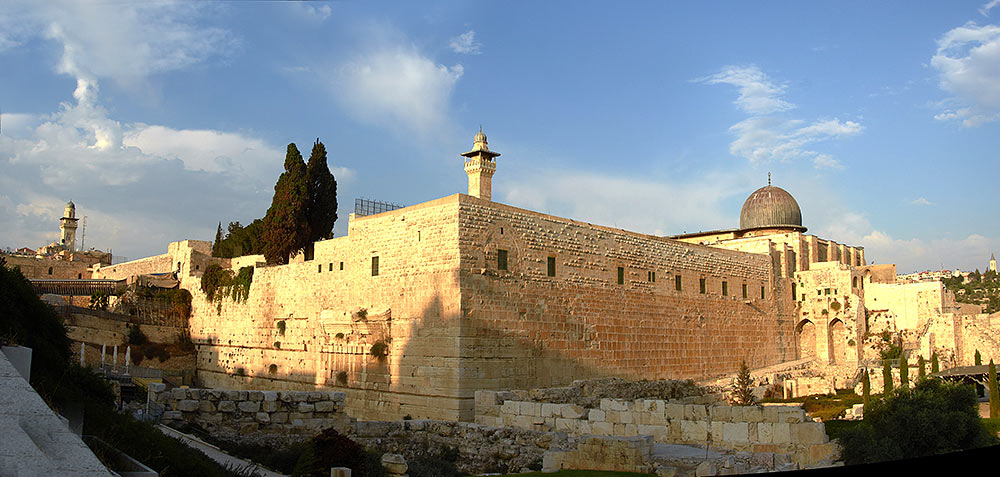 Southwest corner of the Temple Mount at sunset - Jerusalem