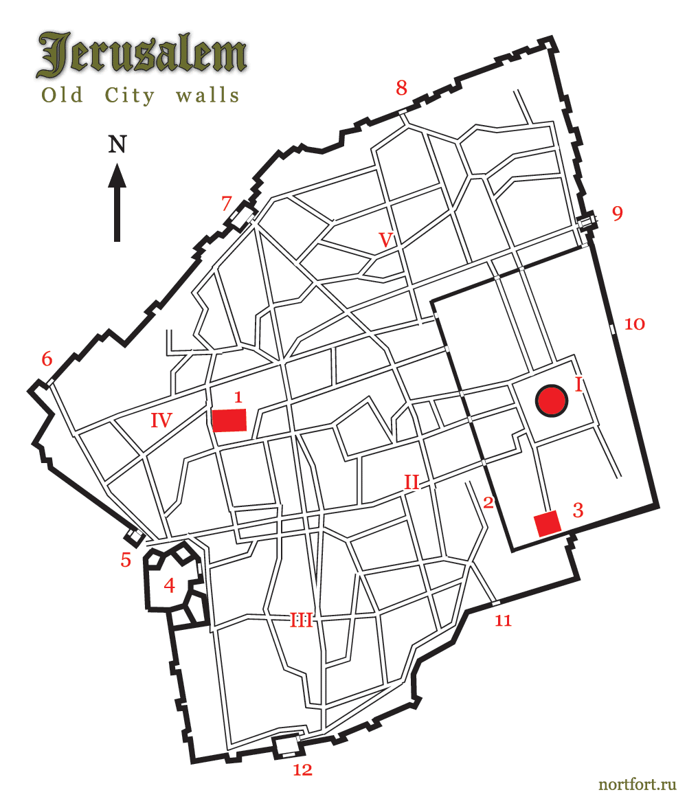 Map of the old city of Jerusalem