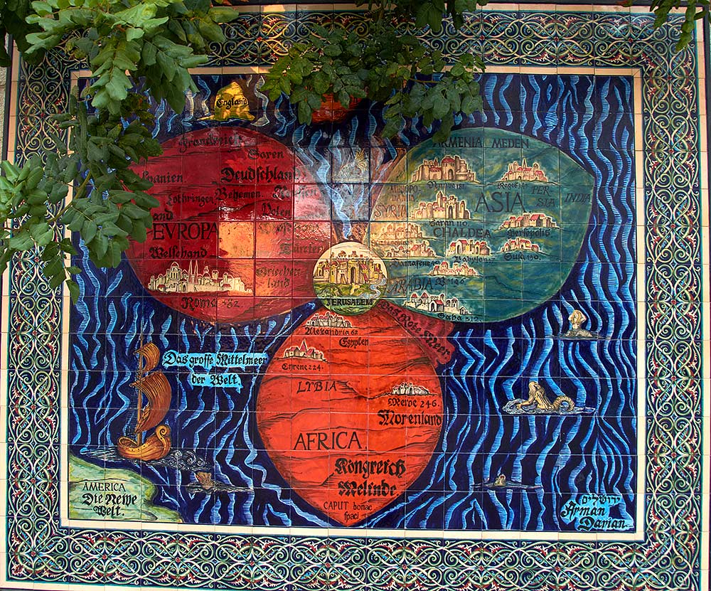 Карта мира и Иерусалим