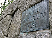 Memorial desk at the wall of Nikolaj redoubt