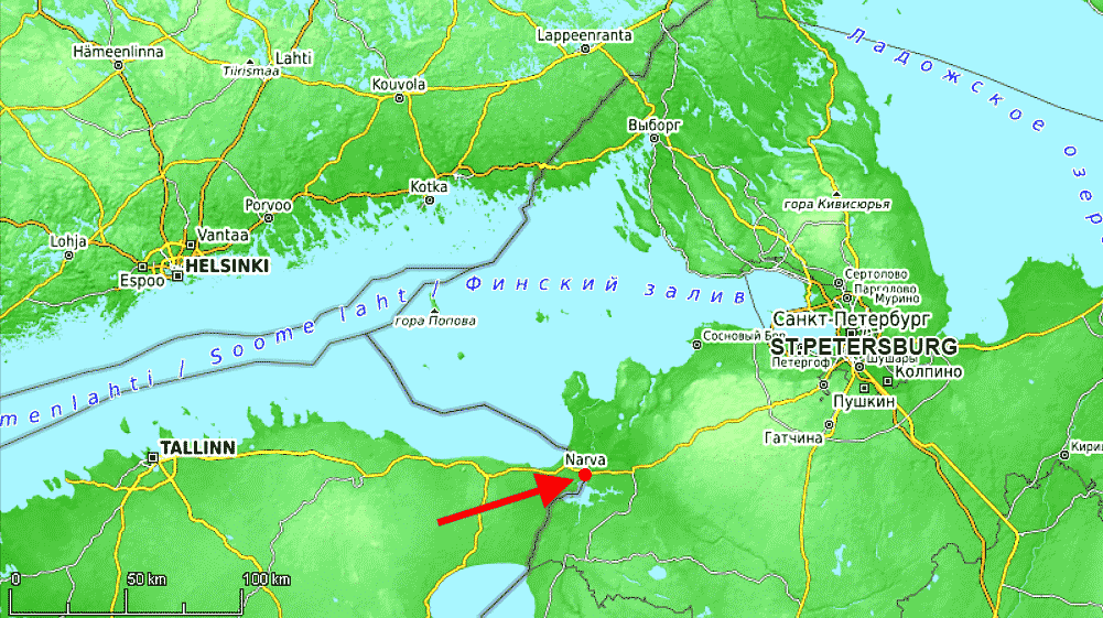 S.Petersburg-Narva area map