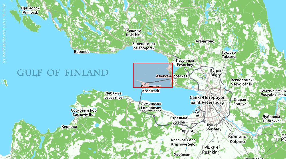 Forts are to the north of Kotlin island