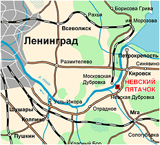 Leningrad-Schlisselburg area map