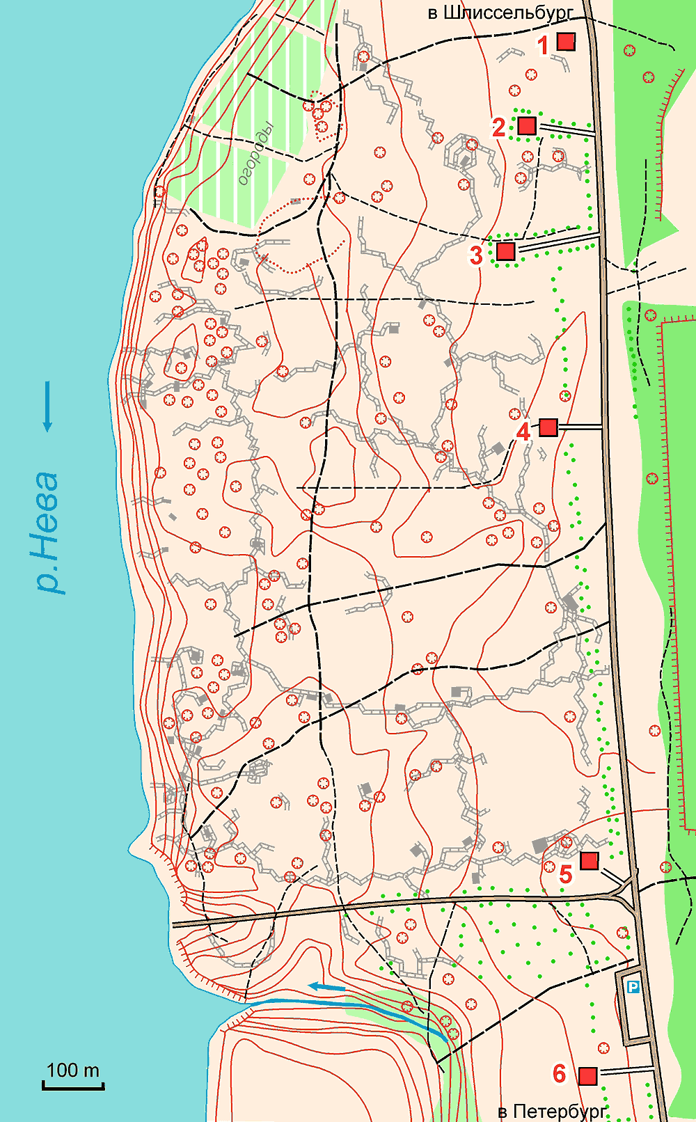 Plan of Nevskij Pjatachok (Neva's Bridg-Head)