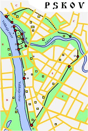 Lay-out of fortress and town of Pskov