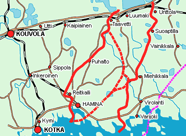 Схема Салпа-линии района Хамина-Тааветти (Hamina-Taavetti asema)