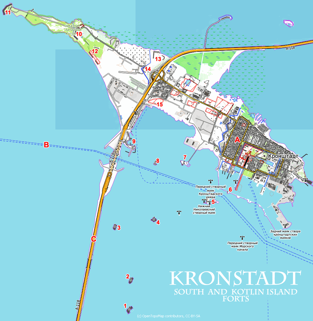 Forts of southern sector of Kronstadt Fortress