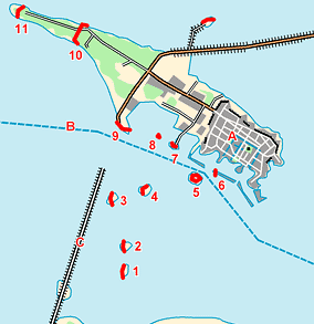 Форты с юга от острова Котлин
