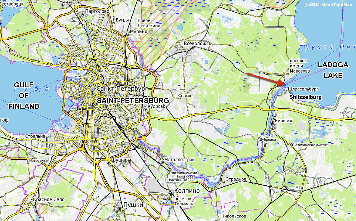 карта крупная окрестностей Петербурга