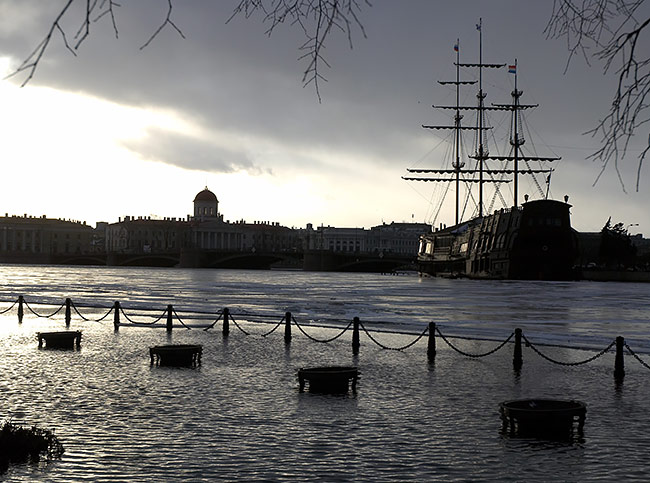 View from Alekseevsky ravelin to Birzhevoy Bridge - Peter and Paul Fortress