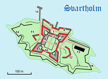 Svartholm fortress lay-out