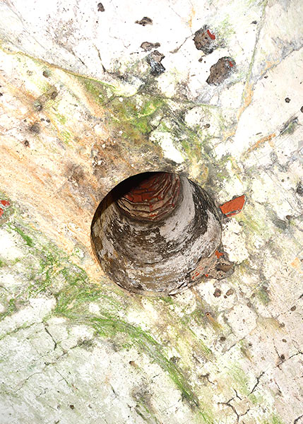 Hole in the roof for lifting shells - Trangsund