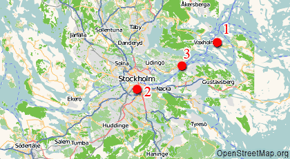 Map of vicinities of Stockholm