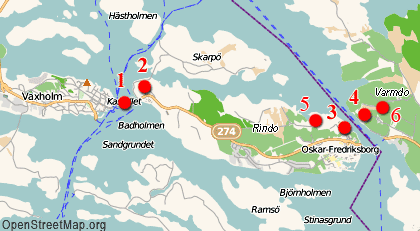 Map of vicinities of Vaxholm