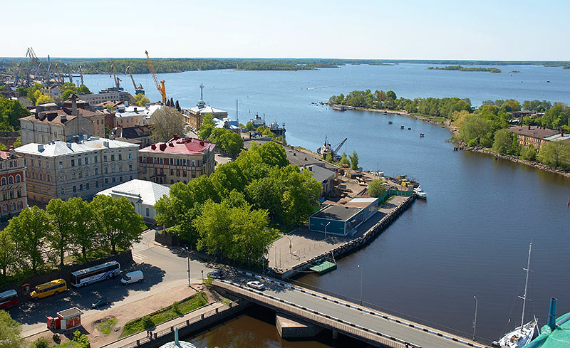 View from above  the observation gallery of the tower - Vyborg